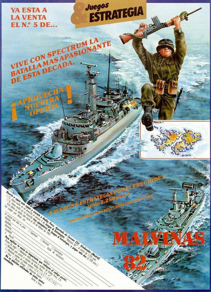 En España, Falklands ‘82 fue editado como Malvinas 82, pero la estructura del juego sigue siendo la misma. No se puede jugar del lado argentino.