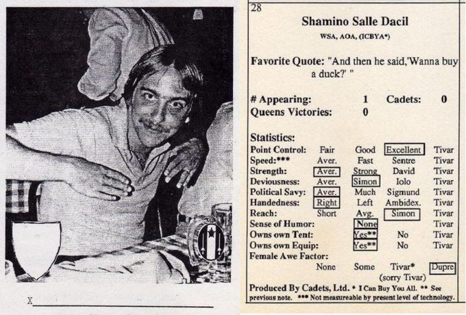 La SCA de Austin imprimió sus propias “cartas de personaje” a principios de los ‘80. La de Garriott usaba el nombre de Shamino, uno de los personajes de Ultima.