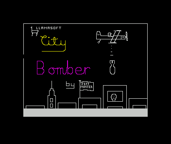Pantalla de carga de “City Bomber”, la versión posterior del juego para ZX Spectrum, que cambia el bombardero por un avión de la Primera Guerra.