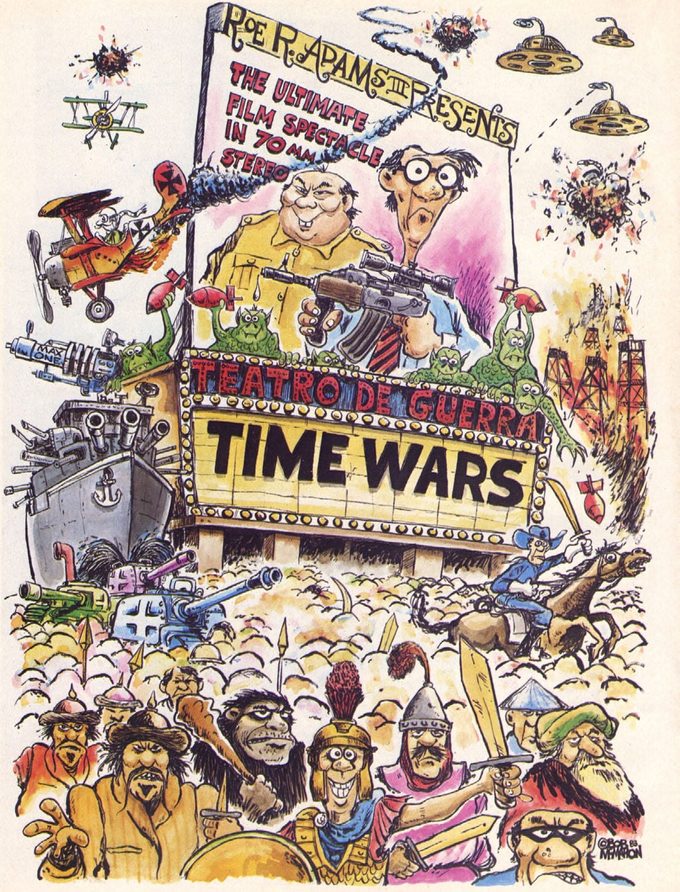 En 1982 era común comisionar ilustraciones de página completa para las notas más importantes de cada número de una revista. El nombre de Roe ilustra la marquesina como si fuera el de David O. Selznick.