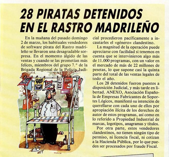 Artículo de Microhobby celebrando la redada en el “Rastro” en marzo de 1986.