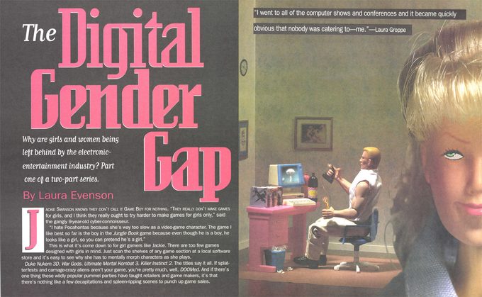 Nota de Digital Diner sobre “Games for Girls”, una de varias publicadas entre 1995 y 1997.