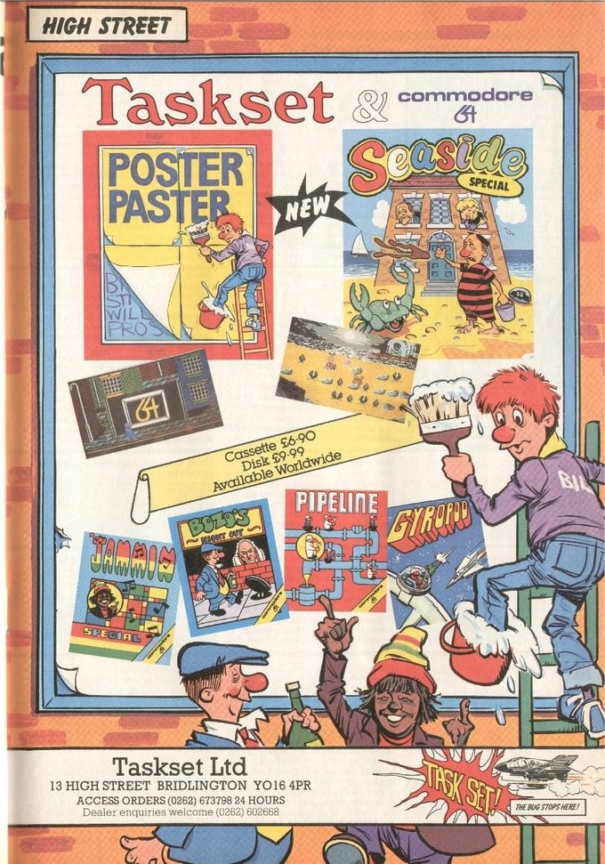 Taskset tenía sus puzzles y juegos de naves, pero lo más interesante estaba en sus protagonistas cotidianos. El oficinista borracho de Bozo, el laburante de Poster Paster, el inmigrante jamaiquino de Jammin’