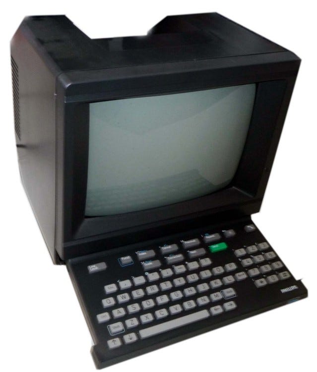 Una terminal Tandata de Prestel, de 1983, fabricada en colaboración con Philips.