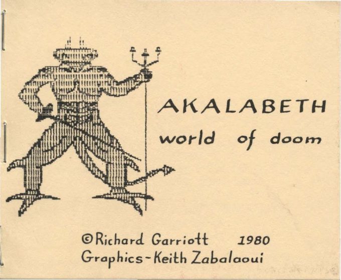 Primera edición de Akalabeth (1980). Un año después se reeditaría con una portada re metalera.