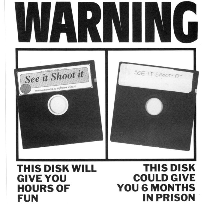 “Este disco te dará horas de diversión… pero este podría darte 6 meses de cárcel”. Una típica campaña antipiratería de revista inglesa de los ‘80.