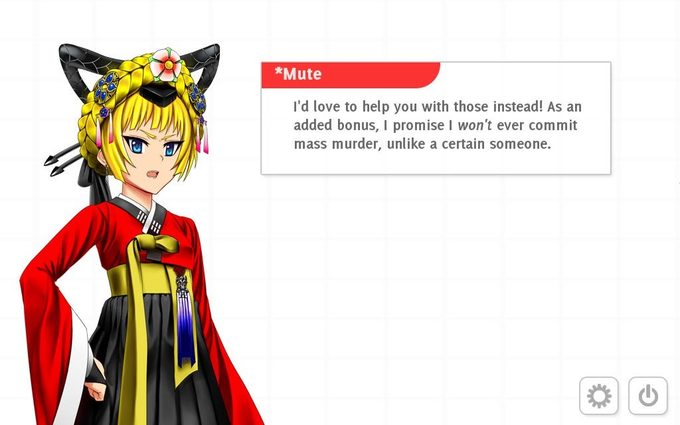 *Mute, una de las protagonistas de Analogue: A Hate Story (2012)