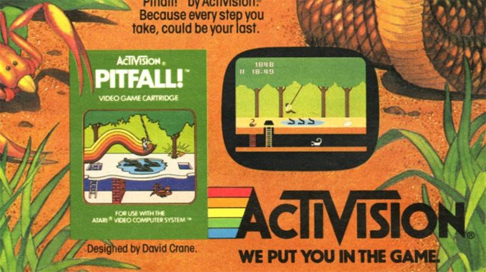 El nombre de David Crane en una publicidad de Pitfall! de 1982.